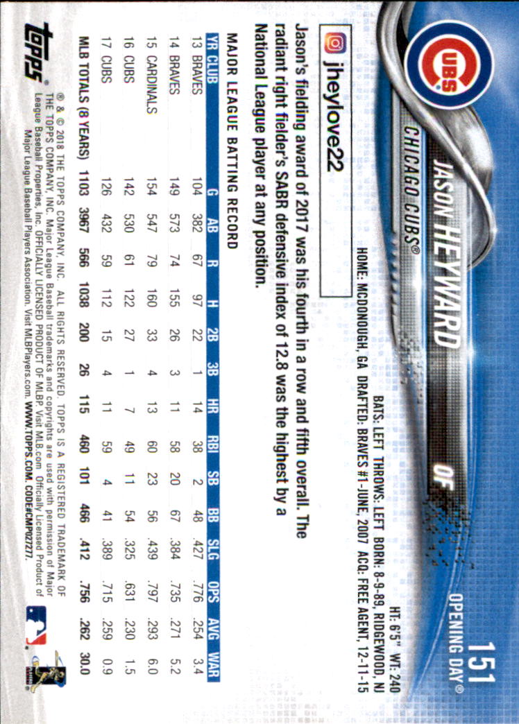 A2733- 2018 Topps Opening Day BB #s 1-200 +Inserts -You Pick- 15+ FREE US SHIP - Picture 269 of 389