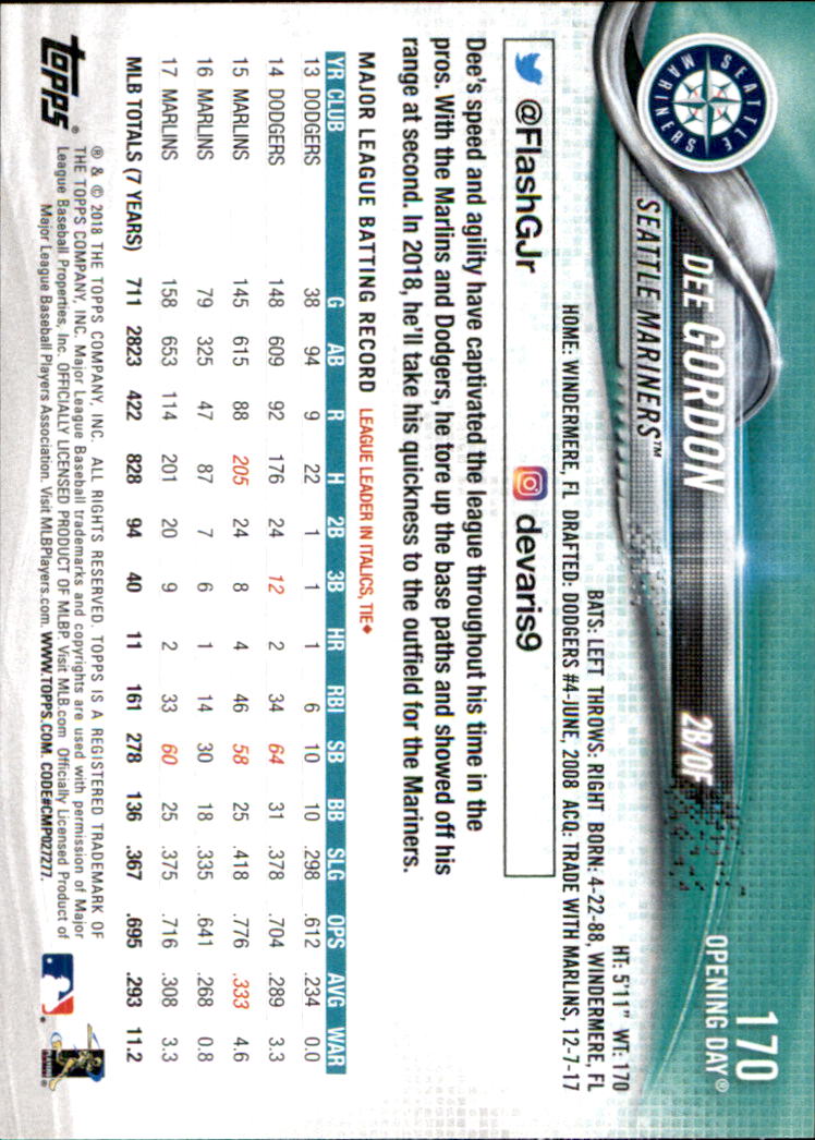 A2733- 2018 Topps Opening Day BB #s 1-200 +Inserts -You Pick- 15+ FREE US SHIP - Picture 301 of 389
