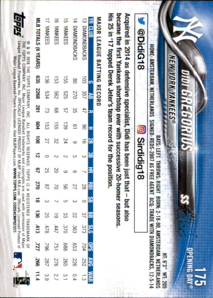 A2733- 2018 Topps Opening Day BB #s 1-200 +Inserts -You Pick- 15+ FREE US SHIP - Picture 311 of 389