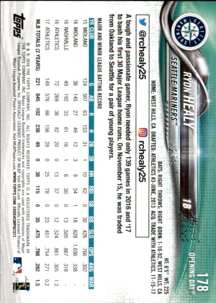 A2733- 2018 Topps Opening Day BB #s 1-200 +Inserts -You Pick- 15+ FREE US SHIP - Picture 317 of 389