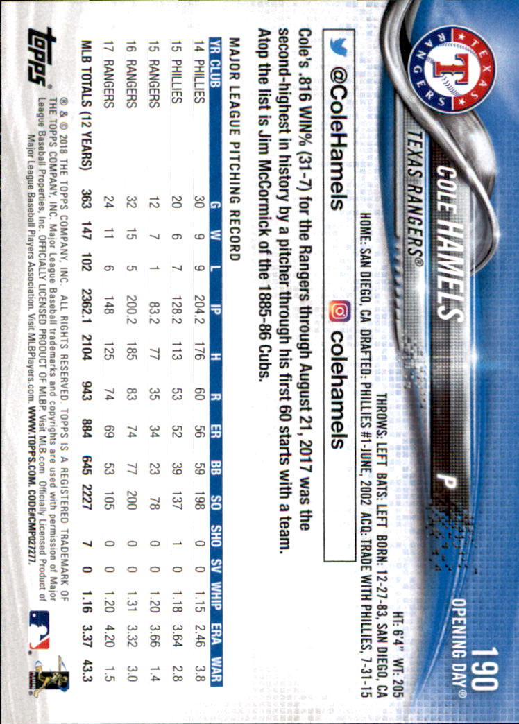 A2733- 2018 Topps Opening Day BB #s 1-200 +Inserts -You Pick- 15+ FREE US SHIP - Picture 341 of 389