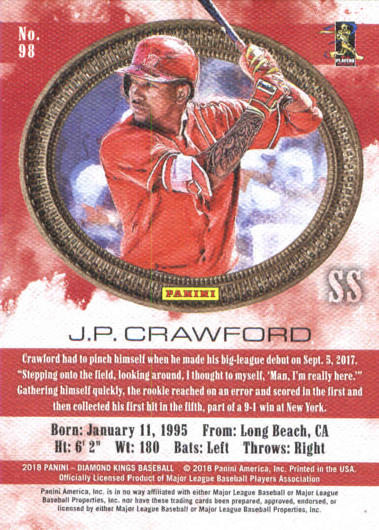 2018 Diamond Kings #98 J.P. Crawford RC back image