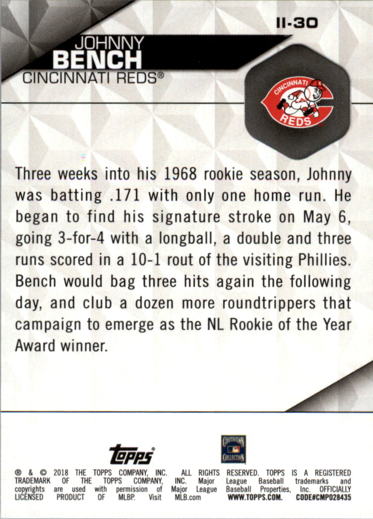 2018 Topps Instant Impact #II30 Johnny Bench back image