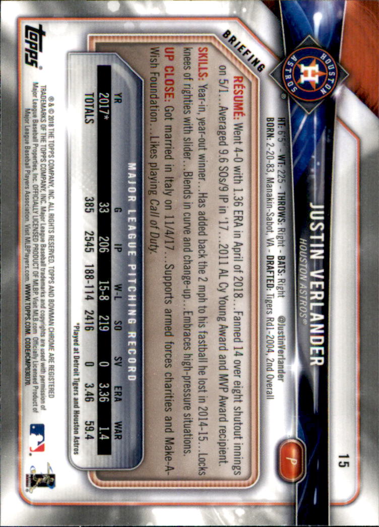 Justin Verlander cards (2007-2023) Tigers Astros Mets - You Choose - Picture 208 of 321