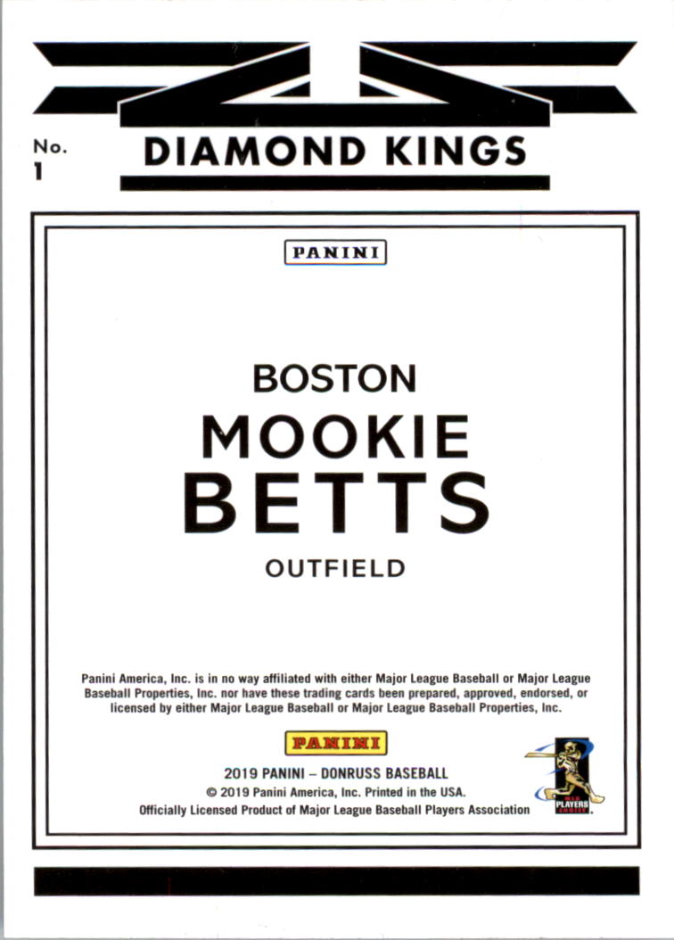2019 Donruss #1 Mookie Betts DK back image
