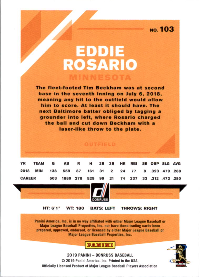 2019 Donruss #103 Eddie Rosario back image