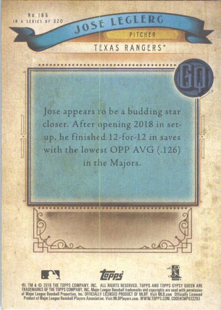 2019 Topps Gypsy Queen #185 Jose Leclerc back image