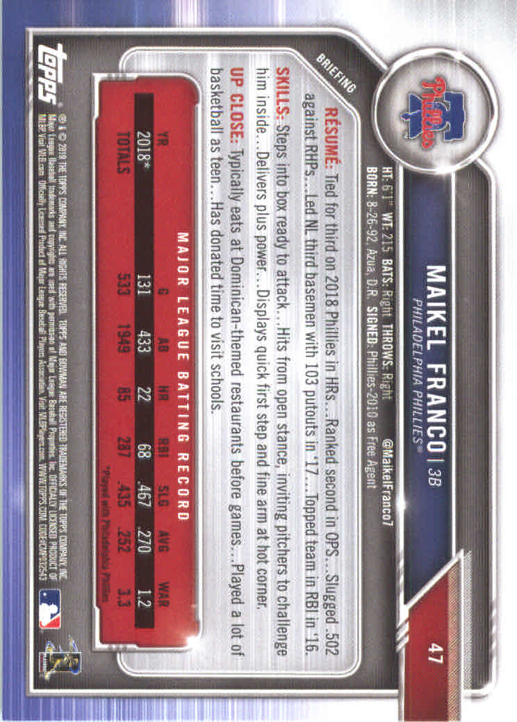 B0657- 2019 Bowman Baseball Card #s 1-100 +Inserts -You Pick- 15+ FREE US SHIP - Picture 91 of 339