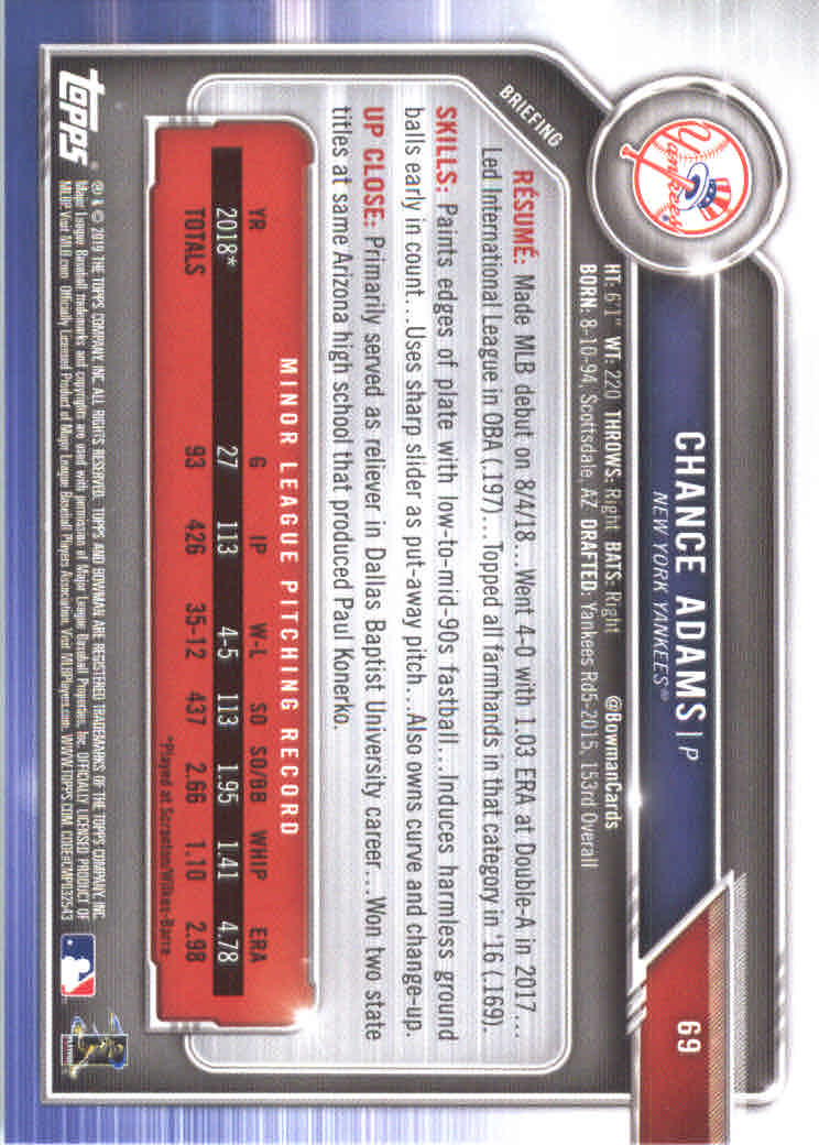 B0657- 2019 Bowman Baseball Card #s 1-100 +Inserts -You Pick- 15+ FREE US SHIP - Picture 135 of 339