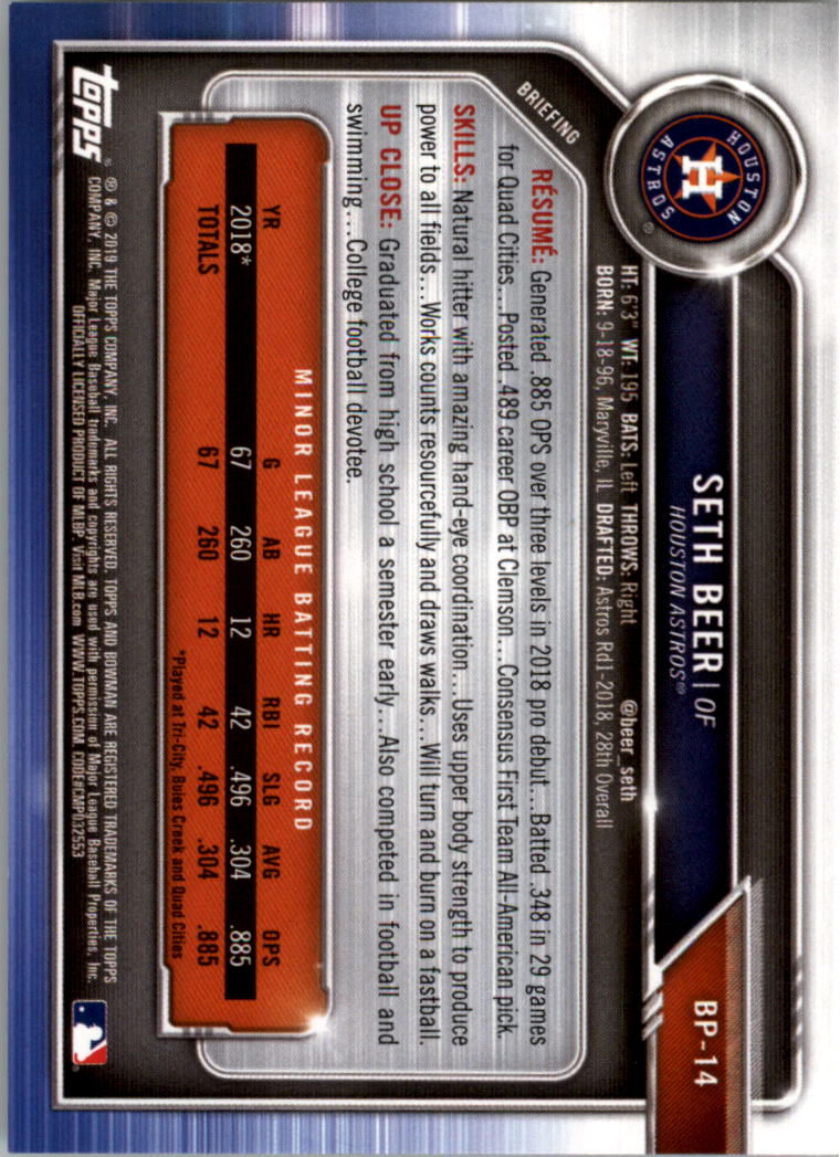 B0657- 2019 Bowman Baseball Card #s 1-100 +Inserts -You Pick- 15+ FREE US SHIP - Picture 211 of 339