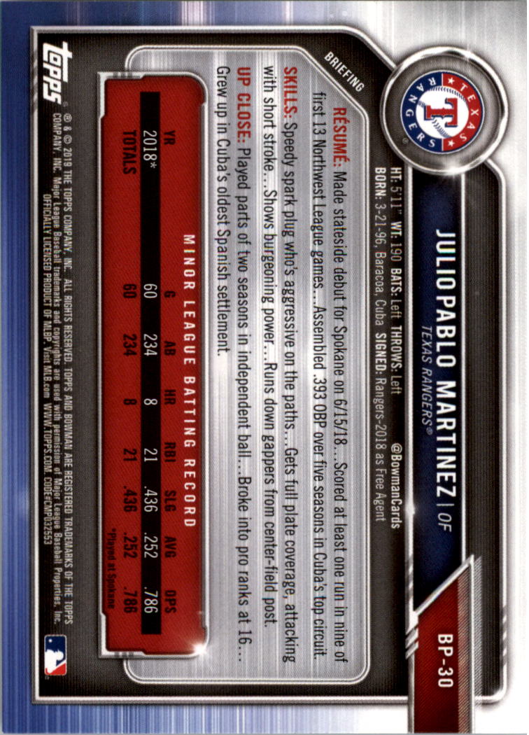 B0657- 2019 Bowman Baseball Card #s 1-100 +Inserts -You Pick- 15+ FREE US SHIP - Picture 231 of 339
