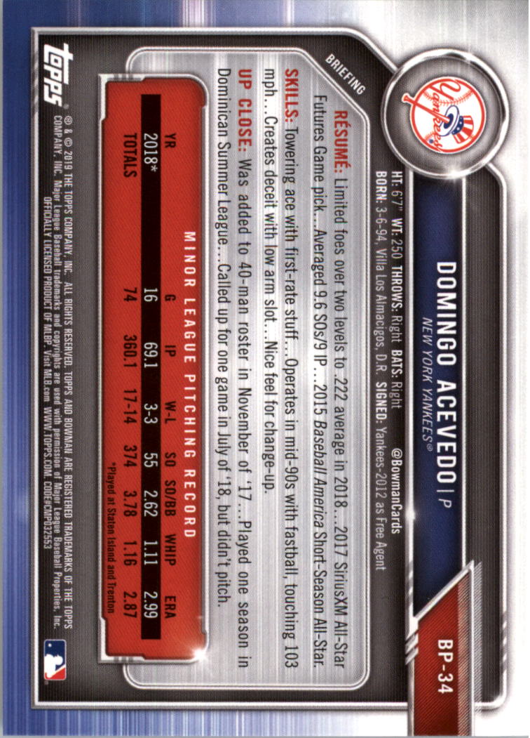 B0657- 2019 Bowman Baseball Card #s 1-100 +Inserts -You Pick- 15+ FREE US SHIP - Picture 233 of 339