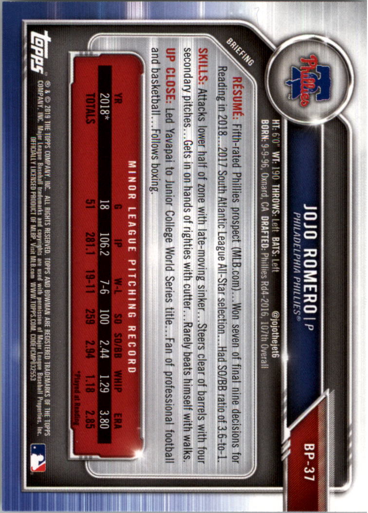 B0657- 2019 Bowman Baseball Card #s 1-100 +Inserts -You Pick- 15+ FREE US SHIP - Picture 235 of 339