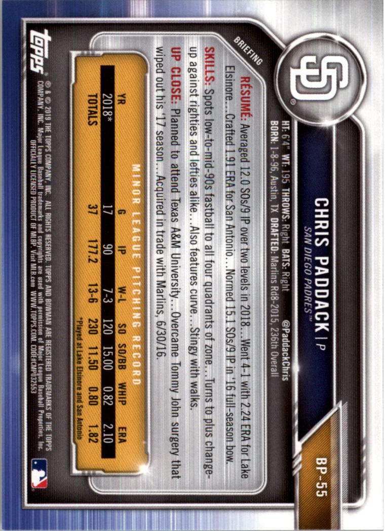 B0657- 2019 Bowman Baseball Card #s 1-100 +Inserts -You Pick- 15+ FREE US SHIP - Picture 247 of 339