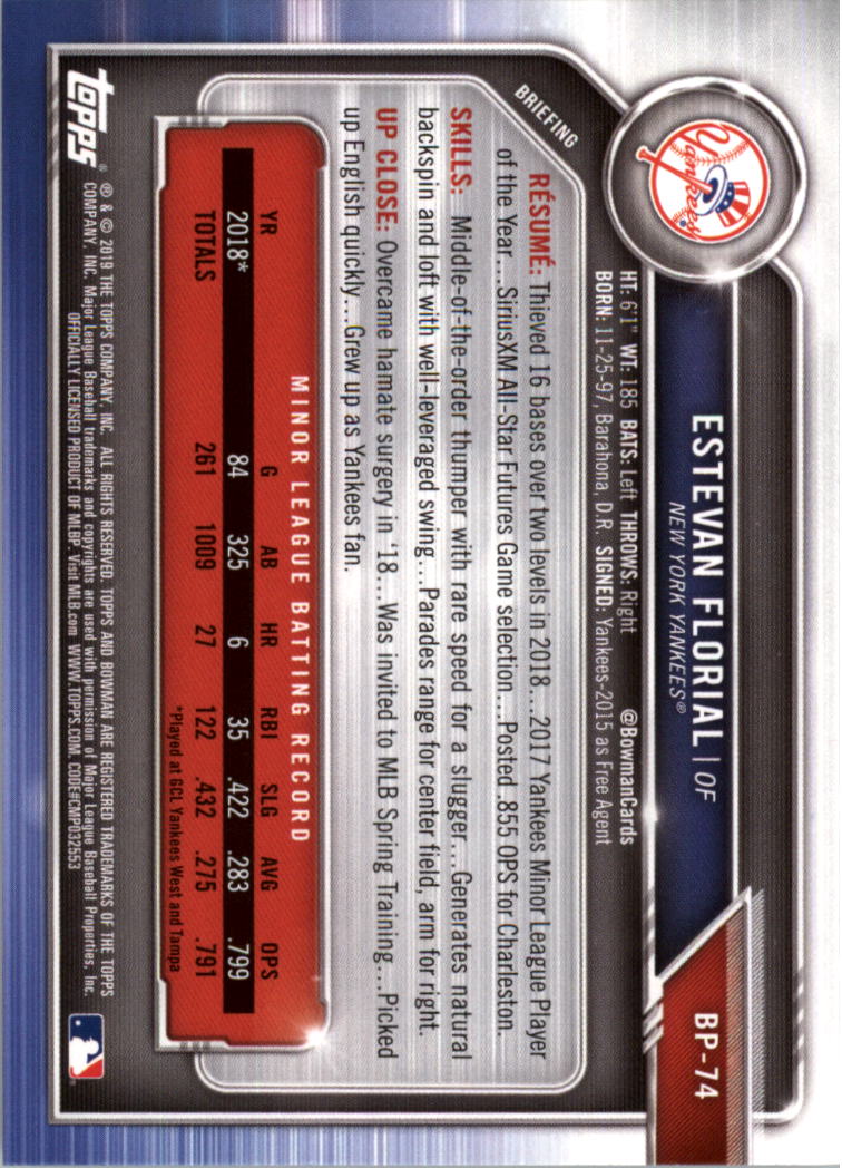B0657- 2019 Bowman Baseball Card #s 1-100 +Inserts -You Pick- 15+ FREE US SHIP - Picture 261 of 339