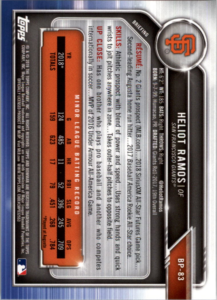B0657- 2019 Bowman Baseball Card #s 1-100 +Inserts -You Pick- 15+ FREE US SHIP - Picture 269 of 339