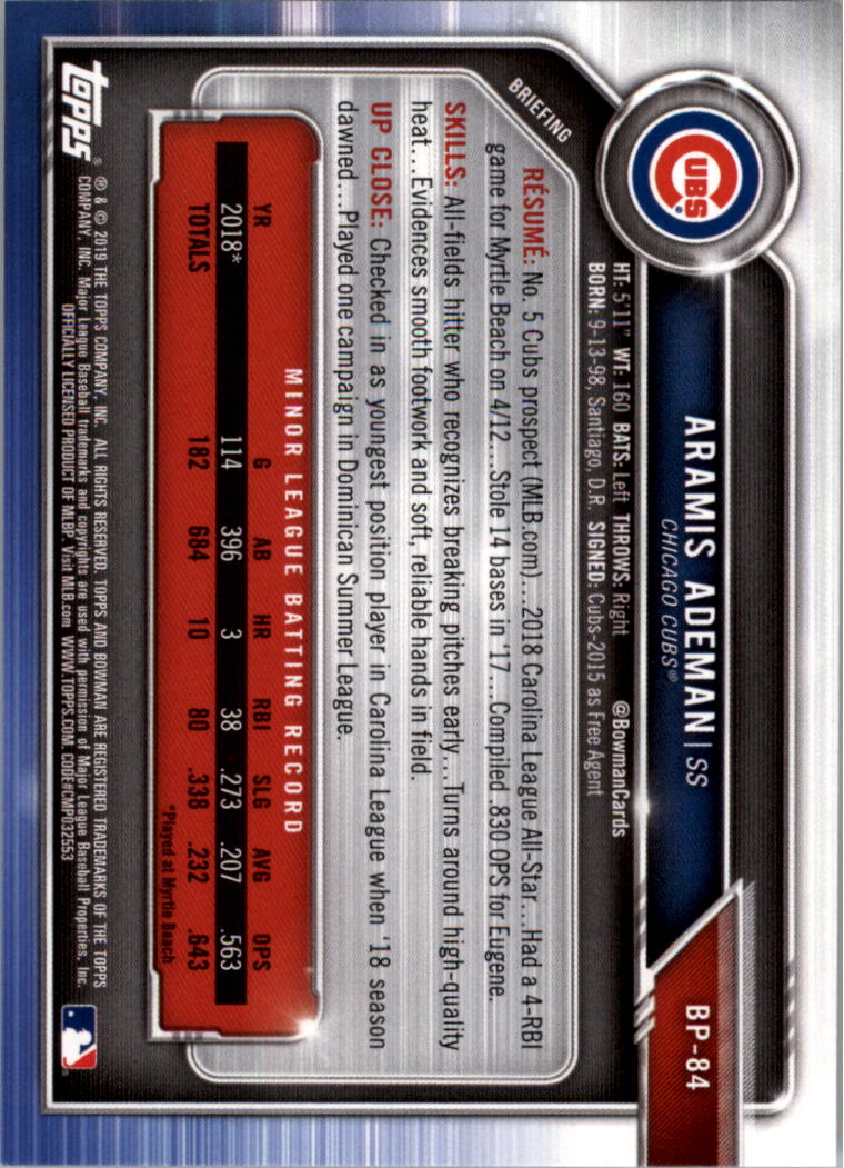 B0657- 2019 Bowman Baseball Card #s 1-100 +Inserts -You Pick- 15+ FREE US SHIP - Picture 271 of 339