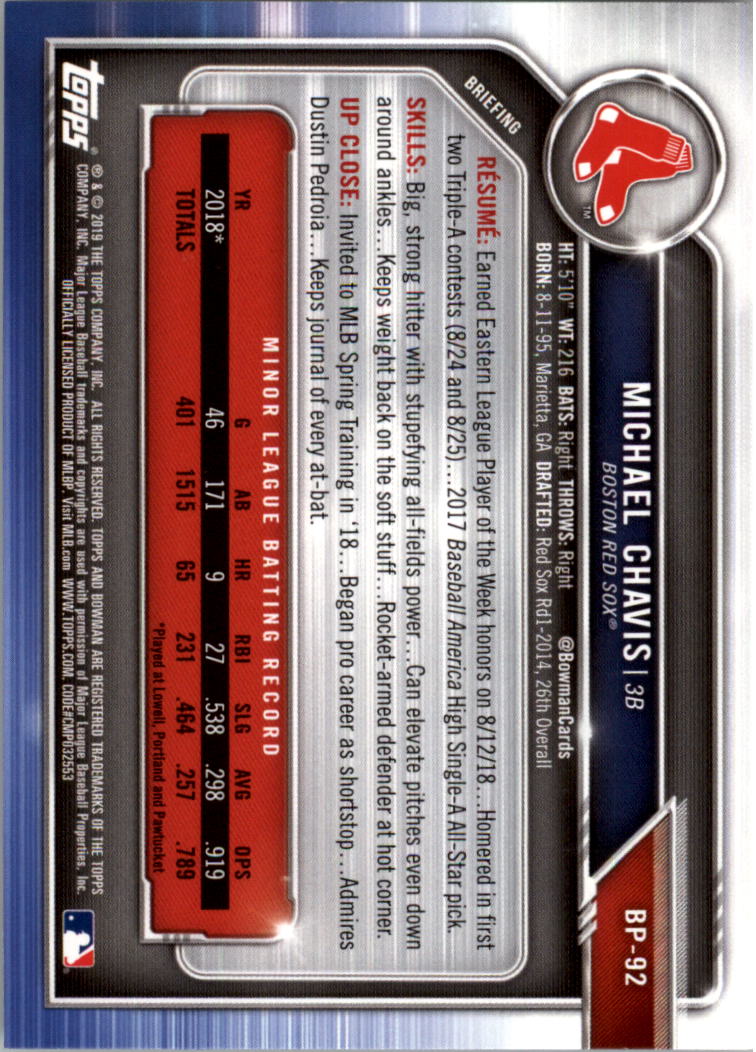 B0657- 2019 Bowman Baseball Card #s 1-100 +Inserts -You Pick- 15+ FREE US SHIP - Picture 277 of 339