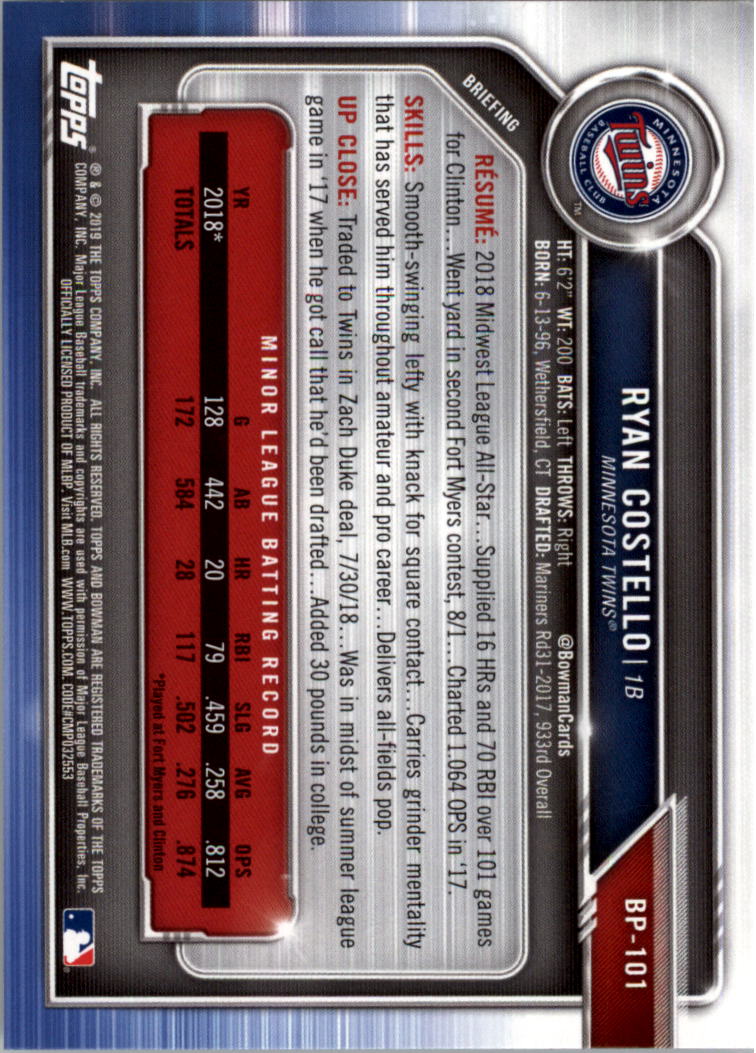 B0657- 2019 Bowman Baseball Card #s 1-100 +Inserts -You Pick- 15+ FREE US SHIP - Picture 285 of 339