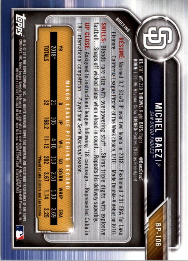 B0657- 2019 Bowman Baseball Card #s 1-100 +Inserts -You Pick- 15+ FREE US SHIP - Picture 289 of 339