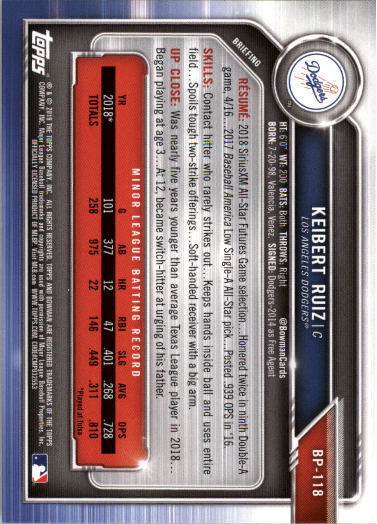 B0657- 2019 Bowman Baseball Card #s 1-100 +Inserts -You Pick- 15+ FREE US SHIP - Picture 301 of 339
