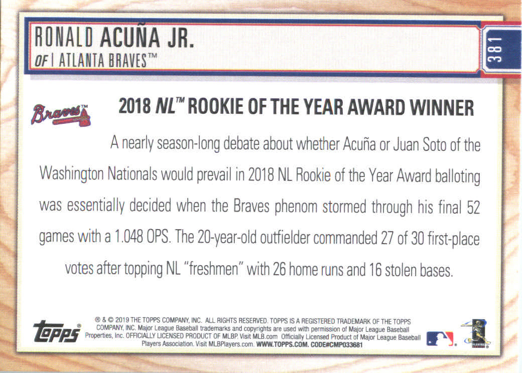2019 Topps Big League #381 Ronald Acuna Jr. back image