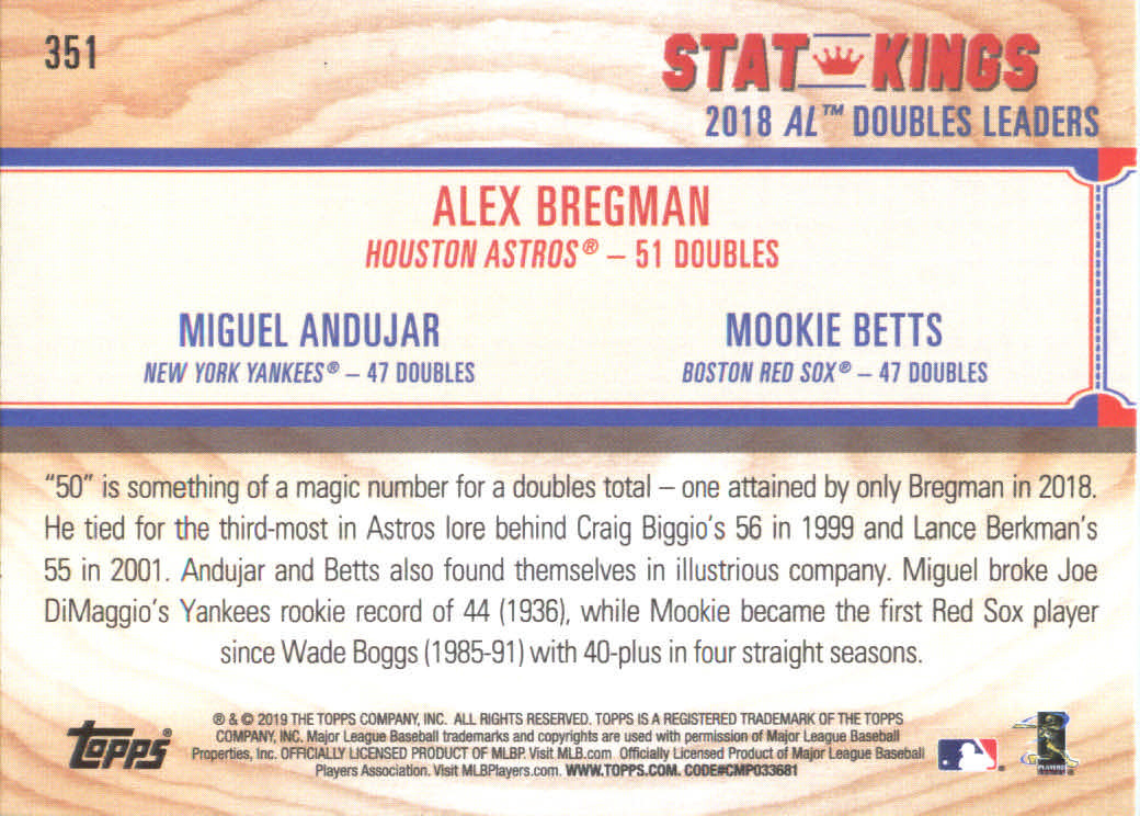 2019 Topps Big League #351 Mookie Betts/Alex Bregman/Miguel Andujar back image