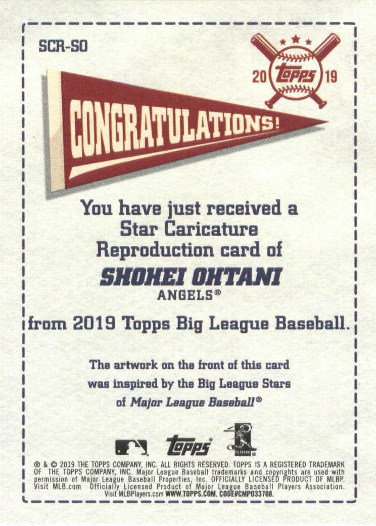 2019 Topps Big League Star Caricature Reproductions #SCRSO Shohei ...