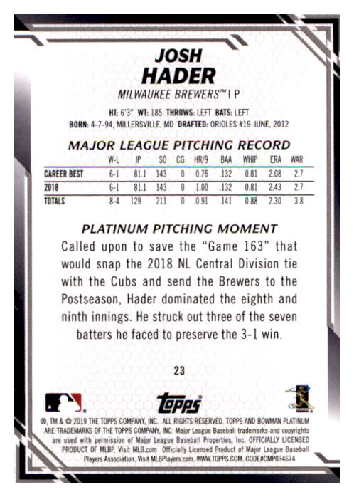 B1062- 2019 Bowman Platinum BB Cards 1-100 +Inserts -You Pick- 15+ FREE US SHIP - Picture 25 of 188