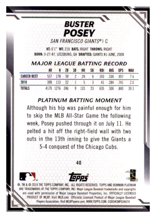 B1062- 2019 Bowman Platinum BB Cards 1-100 +Inserts -You Pick- 15+ FREE US SHIP - Picture 35 of 188