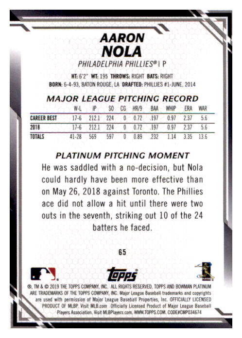 B1062- 2019 Bowman Platinum BB Cards 1-100 +Inserts -You Pick- 15+ FREE US SHIP - Picture 67 of 188