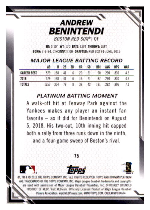 B1062- 2019 Bowman Platinum BB Cards 1-100 +Inserts -You Pick- 15+ FREE US SHIP - Picture 78 of 188