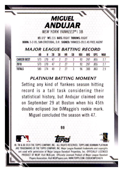 B1062- 2019 Bowman Platinum BB Cards 1-100 +Inserts -You Pick- 15+ FREE US SHIP - Picture 96 of 188