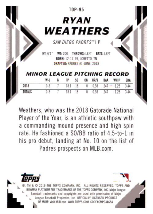 B1062- 2019 Bowman Platinum BB Cards 1-100 +Inserts -You Pick- 15+ FREE US SHIP - Picture 184 of 188