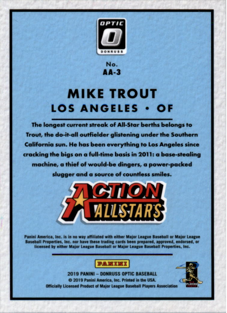 2019 Donruss Optic Action All-Stars Holo #3 Mike Trout back image