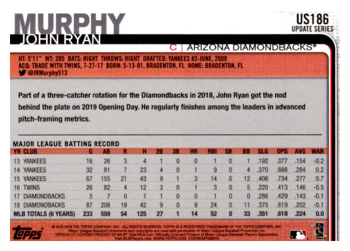 2019 Topps Update Baseball Card Pick (Base) 101-300