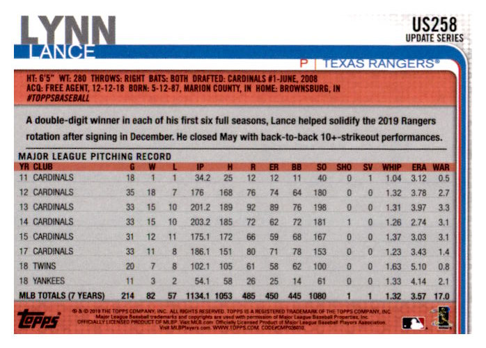 2019 Topps Update Baseball Card Pick (Base) 101-300