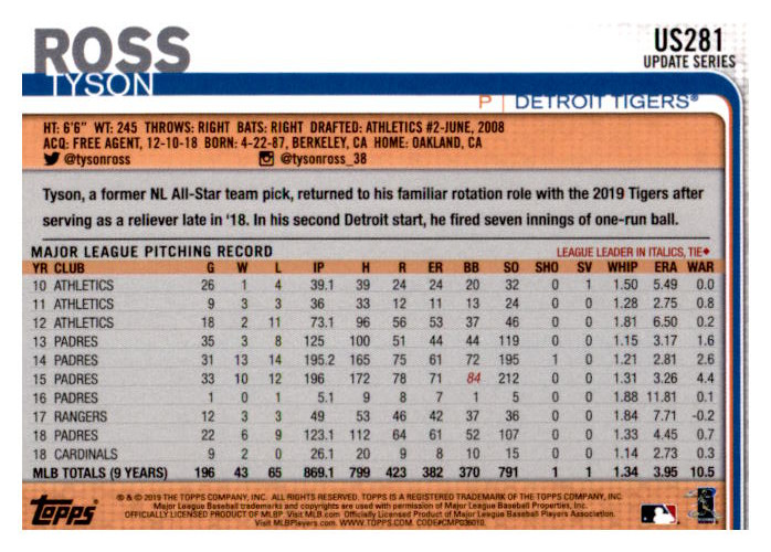 2019 Topps Update Baseball Card Pick (Base) 101-300