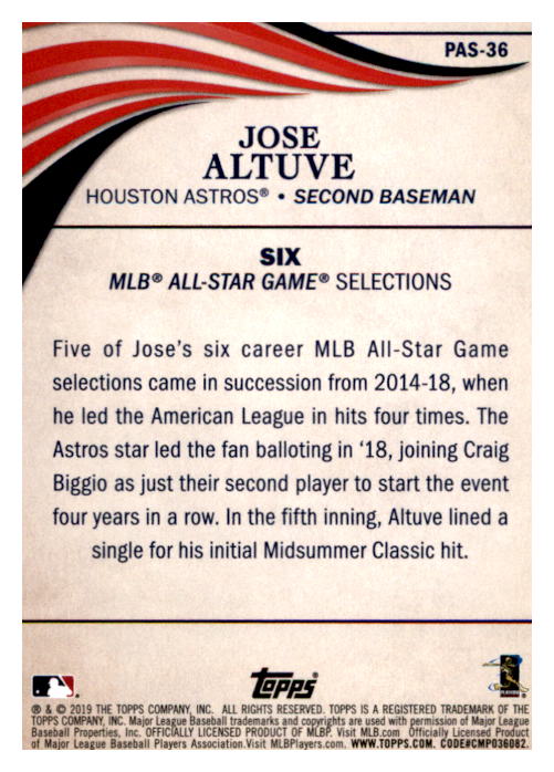 2019 Topps Update Perennial All Stars #PAS36 Jose Altuve