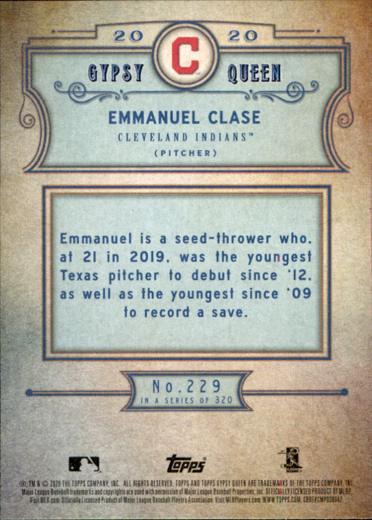2020 Topps Gypsy Queen #229 Emmanuel Clase RC back image