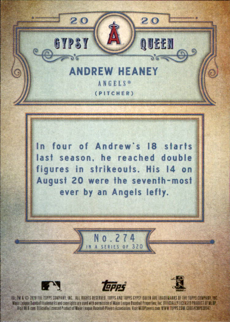 2020 Topps Gypsy Queen #274 Andrew Heaney back image