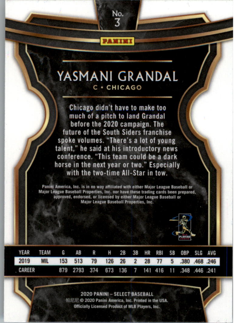 2020 Select #3 Yasmani Grandal back image