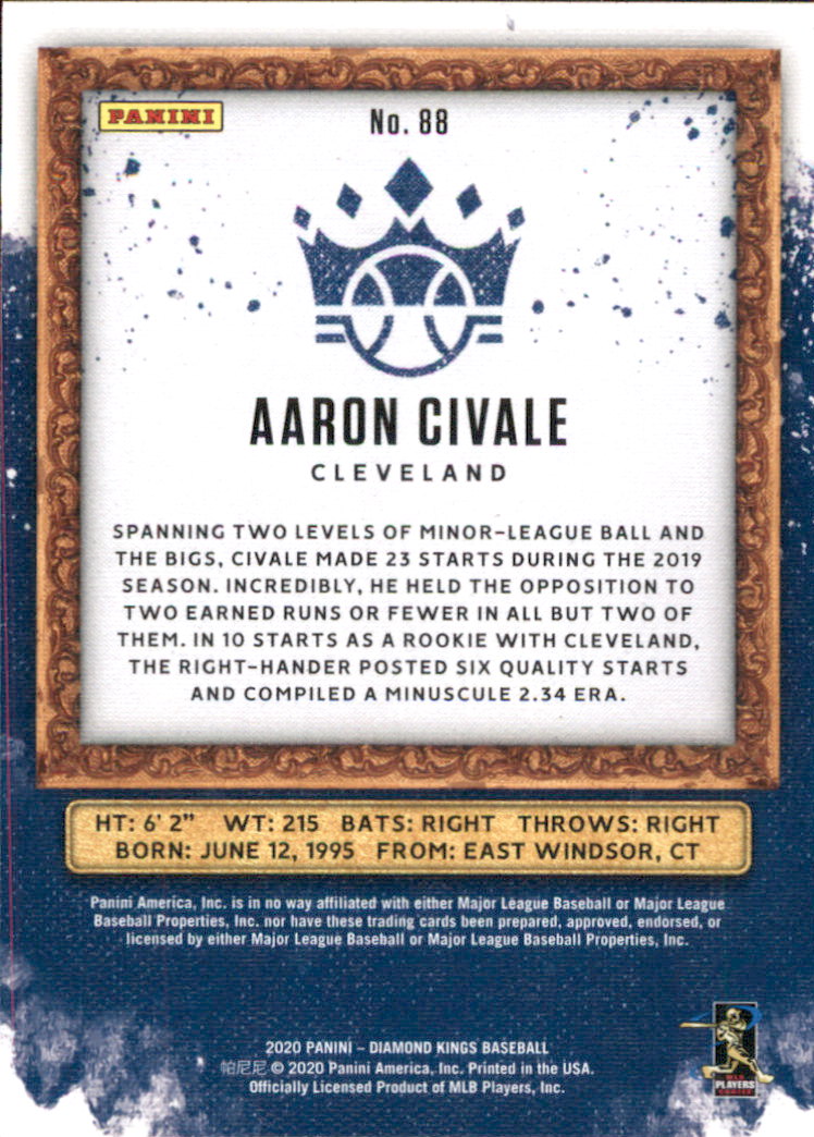2020 Diamond Kings #88 Aaron Civale RC back image