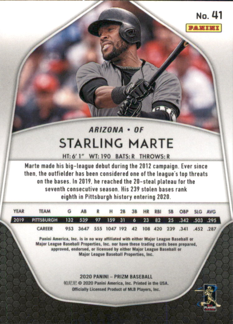 2020 Panini Prizm #41 Starling Marte back image