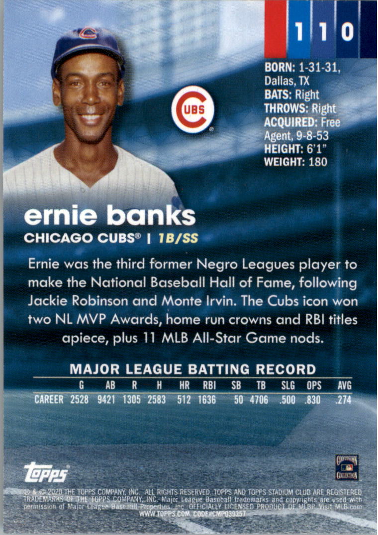 2020 Stadium Club #110 Ernie Banks back image