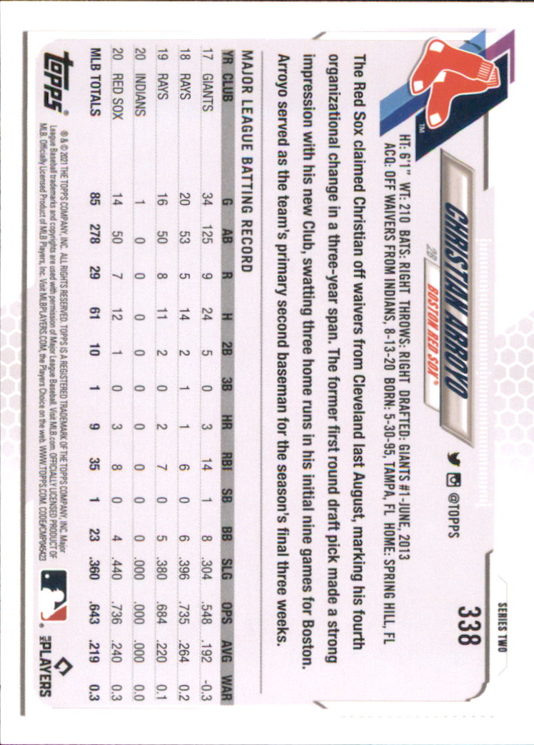 A7598- 2021 Topps Baseball Cards 251-500 +Rookies -You Pick- 15+ FREE US SHIP - Picture 163 of 449