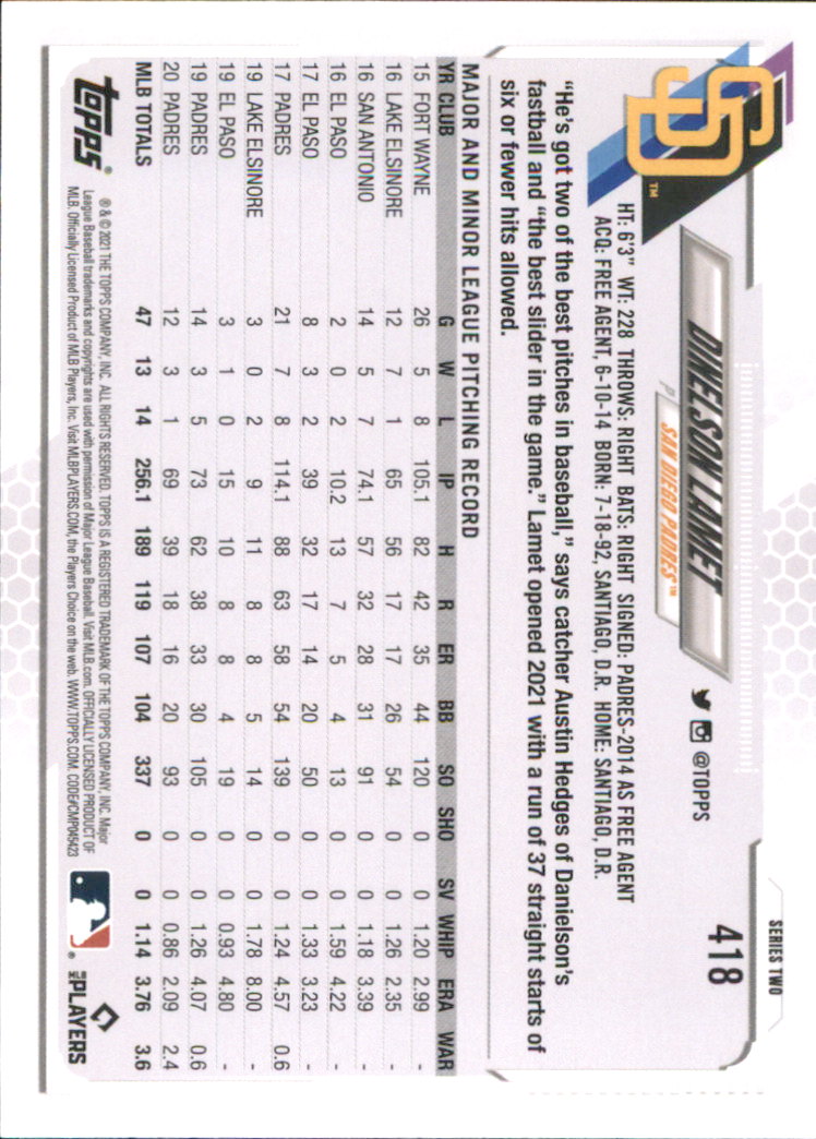 A7598- 2021 Topps Baseball Cards 251-500 +Rookies -You Pick- 15+ FREE US SHIP - Picture 309 of 449