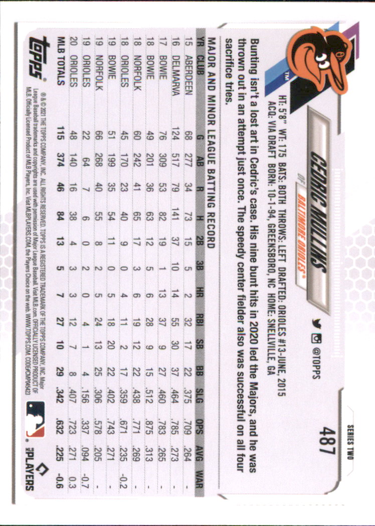 A7598- 2021 Topps Baseball Cards 251-500 +Rookies -You Pick- 15+ FREE US SHIP - Picture 425 of 449