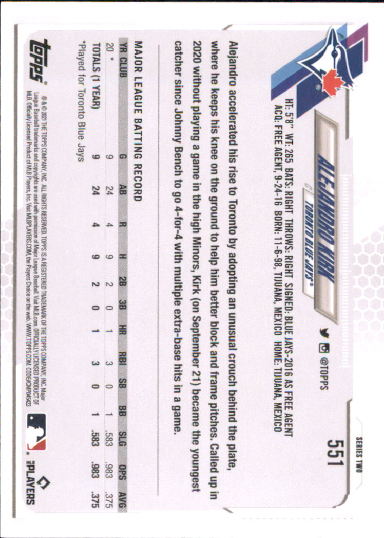 Alejandro Kirk 2023 Topps Baseball card Series Two Base #413