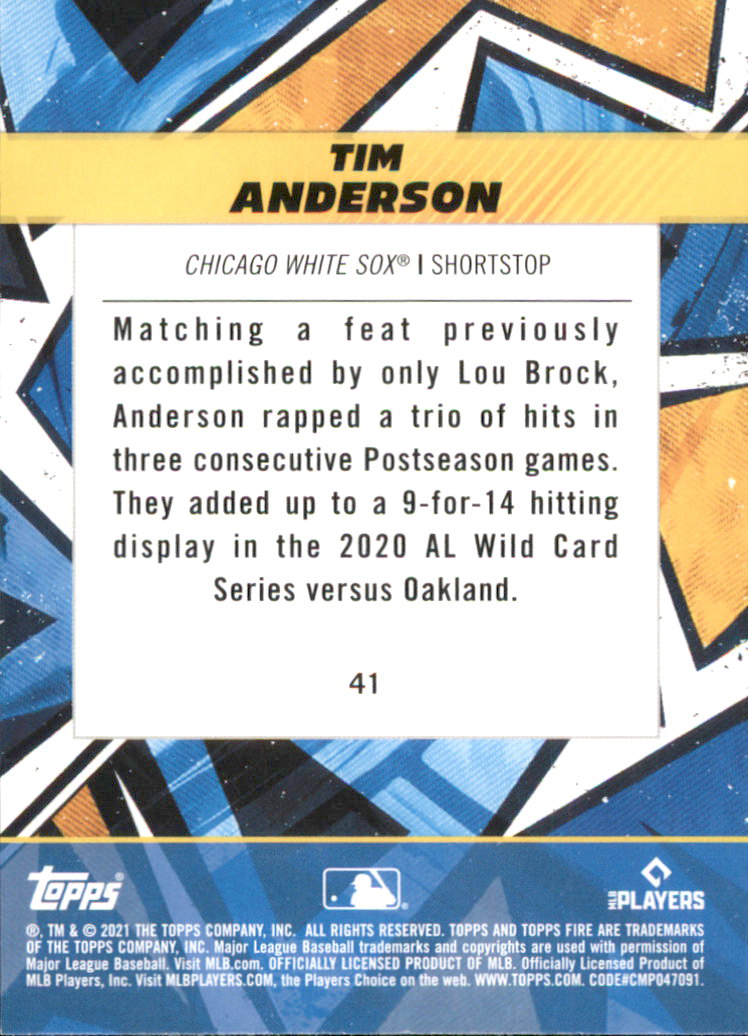 B0977- 2021 Topps Fire Baseball Cards #s 1-200 -You Pick- 15+ FREE US SHIP - Picture 31 of 149